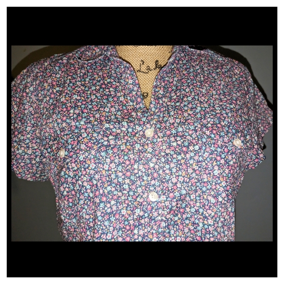 Divided by H & M Floral button up short sleeve blouse - Picture 2 of 4